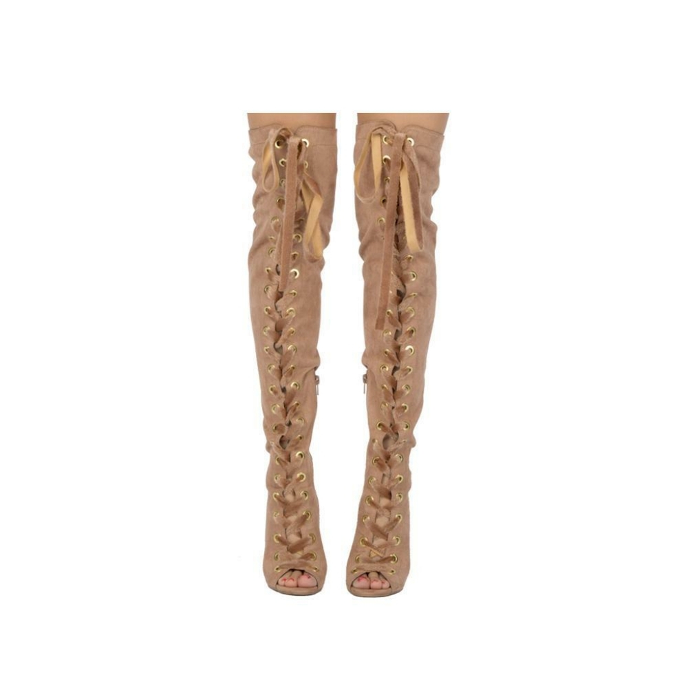 Taupe Suede Lace Up Boots